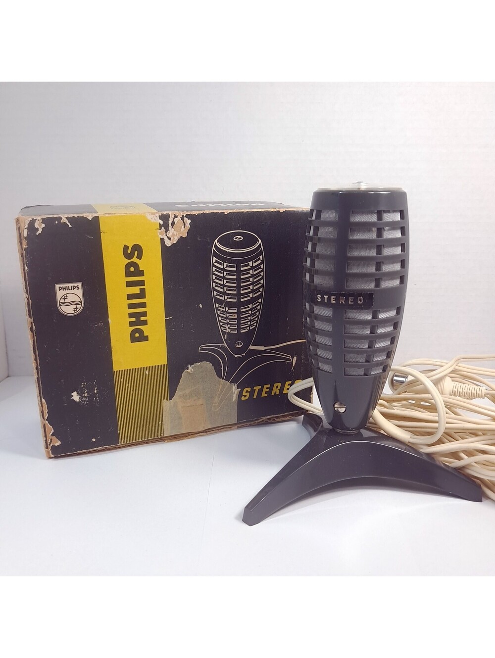 Vintage Philips EL 3784/00 Microphone Mid Century Space Age Rocket Stereo grey